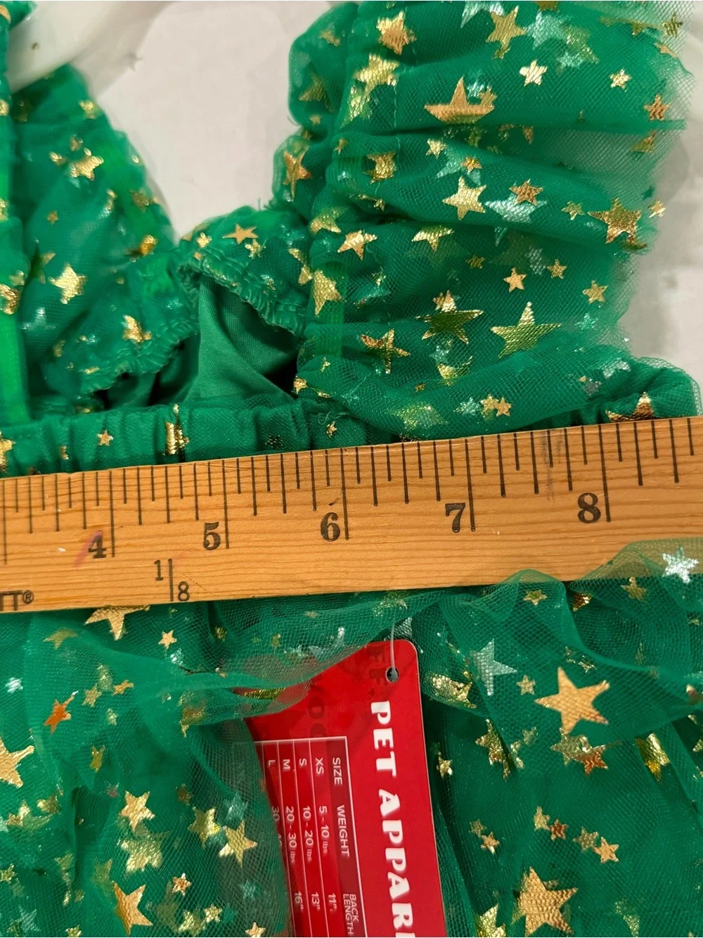 NWT Pet Apparel Size Small Emerald Green Star Tulle Dog Dress with Gold Accents